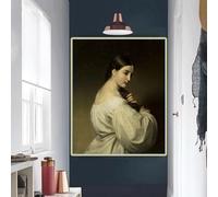 GKUVBF Friedrich von Amerling, Portrait d'une jeune femme en blanc, peinture sur toile, œuvre d'art, décoration murale (80 x 120 cm, sans cadre)