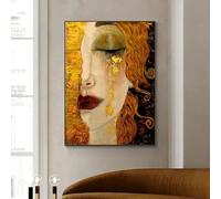 GKUVBF Gustav Klimt Freya Larmes Baiser Figure Peinture Art Scandinave Affiches Toile Peinture Salon Peinture Décorative 70x110cm Sans Cadre