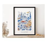 GKUVBF Illustration de Paris et de Londres - Affiche décorative imprimée sur toile (30x40cm/sans cadre) - Décoration murale pour salon et chambre