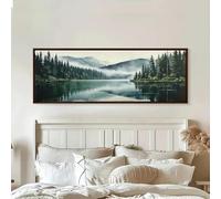 GKUVBF Impression sur toile « Brouillard de montagne paisible », paysage de forêt brumeuse, affiche murale pour salon moderne (50 x 150 cm, sans cadre)