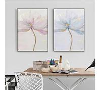 GKUVBF Impression sur toile de fleurs scandinaves, décoration murale en plumes, affiche pour salon, décoration d'intérieur nordique (80 x 120 cm, 2 pièces, sans cadre)