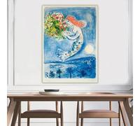 GKUVBF Impression sur toile de Marc Chagall, « France Nice Soleil Vintage Flowers », peinture, œuvre d'art, décoration murale, 50 x 70 cm, sans cadre