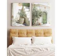 GKUVBF Impression sur toile représentant une ville d'oliviers, Italie, Malte, style minimaliste moderne, décoration d'intérieur (40 x 50 cm, 2 pièces sans cadre)