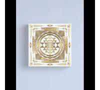 GKUVBF Impression sur toile Sri Yantra doré, art mural de géométrie sacrée pour la décoration intérieure, salle de méditation et espace spirituel (30x30cm/sans cadre)