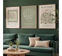 GKUVBF Impressions sur toile abstraites de Matisse, plantes vertes, art botanique minimaliste moderne, décoration d'intérieur (40 x 50 cm, 3 pièces sans cadre)