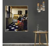 GKUVBF La Leçon de musique à la fenêtre ouverte de Johannes Vermeer - Tableau sur toile - Affiche - Décoration murale intérieure (60x80cm/sans cadre)