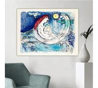 GKUVBF Marc Chagall, Paysage Bleu (1958), toile imprimée, œuvre d'art célèbre, affiche, photo, décoration murale (50 x 70 cm, sans cadre)