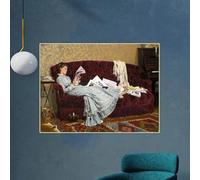 GKUVBF Marie François Firmin Girard « Dimanche après-midi » Tableau sur toile, affiche d'art pour la décoration intérieure d'un salon moderne (80 x 120 cm/sans cadre)