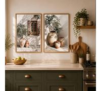 GKUVBF Nature morte méditerranéenne sur toile, affiche abstraite moderne et minimaliste pour la décoration du salon (60 x 80 cm x 2 / cadre intérieur)