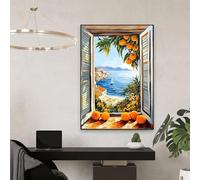 GKUVBF Open Window Henri Matisse Canvas Painting Poster Henri Mediterranean Sea Orange Tree Coastal View Modern Home Decor(40x50cm/Frameless)