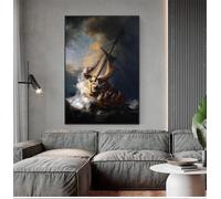 GKUVBF Peinture à l'huile sur toile représentant un navire de Rembrandt, impression HD, décoration murale pour salon, affiches, impressions sur toile, 80 x 120 cm, sans cadre