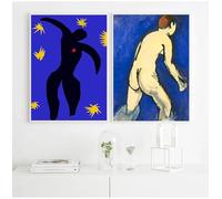 GKUVBF Peinture sur toile abstraite Henri Matisse, affiche bleue, tableau mural pour décoration de salon, 50 x 75 cm, 2 pièces, sans cadre