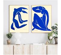 GKUVBF Peinture sur toile abstraite Henri Matisse, affiches bleues, tableau mural pour décoration de salon, 60 x 90 cm, 2 pièces, sans cadre