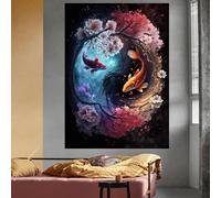 GKUVBF Peinture sur toile classique et colorée Yin et Yang, philosophie chinoise, art mural, paysage abstrait, affiches, décoration d'intérieur, 60 x 80 cm, sans cadre