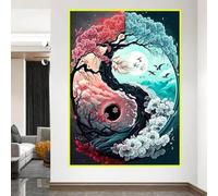 GKUVBF Peinture sur toile classique et colorée Yin et Yang, philosophie chinoise, art mural, paysage abstrait, affiches, décoration d'intérieur, 60 x 80 cm, sans cadre