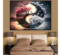 GKUVBF Peinture sur toile classique et colorée Yin et Yang, philosophie chinoise, art mural, paysage abstrait, affiches, décoration d'intérieur, 70 x 100 cm, sans cadre