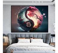 GKUVBF Peinture sur toile classique et colorée Yin et Yang, philosophie chinoise, art mural, paysage abstrait, affiches, décoration d'intérieur, 70 x 100 cm, sans cadre
