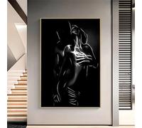 GKUVBF Peinture sur toile nordique, couple nu noir et blanc, corps sexy, femme, homme, affiche murale, décoration d'intérieur moderne, 40 x 50 cm, sans cadre