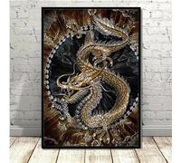 GKUVBF Peinture sur toile représentant un dragon chinois, décoration murale, affiche animalière, pour salon, décoration d'intérieur moderne, 80 x 120 cm, sans cadre