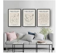 GKUVBF Peinture sur toile vintage Pablo Picasso, affiches et impressions, galerie moderne, art mural, décoration d'intérieur, 40 x 60 cm, 3 pièces, sans cadre