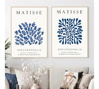 GKUVBF Peintures murales sur toile représentant un léopard, une ligne de Matisse, des feuilles et des impressions, pour décoration de salon moderne (70 x 100 cm, 2 pièces sans cadre)