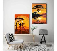 GKUVBF Tableau abstrait sur toile, affiche imprimée, style africain, décoration murale moderne pour salon (50 x 70 cm / 2 pièces sans cadre)