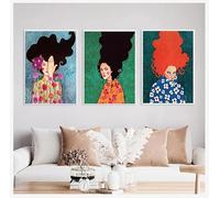 GKUVBF Tableau abstrait vintage nordique à motif floral féminin, imprimé sur toile, affiche pour salon, décoration intérieure moderne (30 x 40 cm / 3 pièces sans cadre)