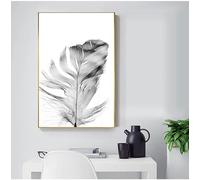 GKUVBF Tableau imprimé sur toile en noir et blanc, affiche décorative murale avec des plumes, pour le salon (70 x 100 cm, sans cadre)