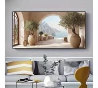 GKUVBF Tableau moderne d'inspiration méditerranéenne avec oliviers - Impression sur toile, idéal pour la décoration du salon (40x80cm/cadre intérieur)
