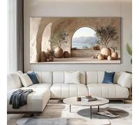 GKUVBF Tableau moderne sur toile représentant la mer Méditerranée et des oliviers, décoration pour salon (20 x 40 cm/cadre intérieur)