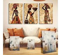 GKUVBF Tableau rétro africain sur toile, affiche et impression, décoration murale pour salon, intérieur moderne (70 x 100 cm / 3 pièces sans cadre)