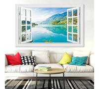 GKUVBF Tableau sur toile 2D/plat représentant un paysage de fenêtre, affiche et impression pour la décoration du salon (40 x 60 cm/cadre intérieur)