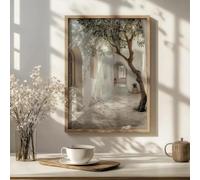 GKUVBF Tableau sur toile avec olivier, style cour méditerranéenne, île grecque, décoration murale pour salon (60x80cm/sans cadre)