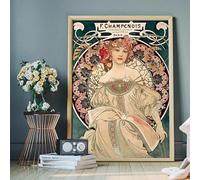 GKUVBF Tableau sur toile d'Alphonse Mucha, affiche vintage de femme, art mural imprimé pour salon, décoration murale moderne (60x80cm/sans cadre)