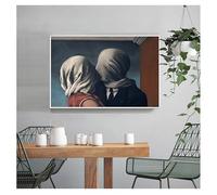 GKUVBF Tableau sur toile « L'Amant du baiser » de René Magritte, affiche et impression, art mural surréaliste, décoration intérieure (80 x 120 cm, sans cadre)