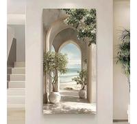 GKUVBF Tableau sur toile moderne 2D représentant une arche de plage, impression sur toile légère représentant un paysage marin méditerranéen pour la décoration du salon (50 x 100 cm/sans cadre)