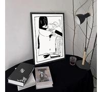 GKUVBF Tableau sur toile moderne coréen en noir et blanc « Mon amoureux et mon chien, la belle vie » (40 x 50 cm, sans cadre) pour la décoration murale du salon.