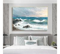 GKUVBF Tableau sur toile moderne et classique représentant un paysage naturel de plage ensoleillé, avec des vues sur la mer (50 x 70 cm, sans cadre)