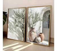 GKUVBF Tableau sur toile « Nature morte élégante et rétro avec arbre et vase » (40 x 50 cm / 2 pièces sans cadre) - Décoration murale moderne pour salon ou maison.