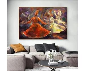 GKUVBF Tableau sur toile représentant un derviche tourneur soufi, impression d'art, affiche, décoration murale intérieure (70 x 100 cm/sans cadre)