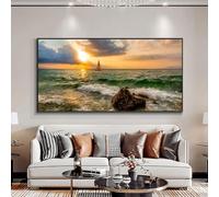 GKUVBF Tableau sur toile représentant un paysage marin scandinave avec des arbres, idéal pour la décoration du salon et de la maison (30 x 60 cm, sans cadre).