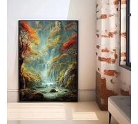 GKUVBF Tableau sur toile représentant une cascade spectaculaire et un paysage naturel, avec des arbres verts et une forêt. Affiche d'art mural, décoration intérieure (30 x 45 cm, sans cadre).