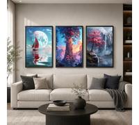 GKUVBF Tableau sur toile représentant une cascade spectaculaire et une forêt d'arbres verts, idéal pour la décoration murale (60 x 120 cm x 3 / cadre intérieur).
