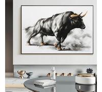 GKUVBF Tableau sur toile représentant une corrida noire, affiche d'animaux, impression d'art mural scandinave pour la décoration du salon (30x40cm/sans cadre)