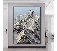 GKUVBF Tableau sur toile représentant une montagne enneigée, impression sur toile style sommet de montagne abstrait, décoration intérieure paysage gris et blanc (40 x 60 cm/cadre intérieur)