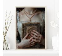 GKUVBF Tableau vintage élégant représentant une femme lisant un livre, imprimé sur toile, affiche décorative pour un salon moderne (30x40cm/sans cadre)