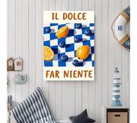 GKUVBF Toile imprimée à carreaux citron et myrtilles d'été italien, affiche décorative botanique de fruits frais (50x70cm/cadre intérieur)