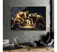 GKUVBF Toile représentant un taureau, un ours et des animaux, affiche de motivation du marché haussier, impression d'art mural pour décoration de bureau et de maison, 80 x 150 cm, sans cadre