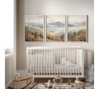 GKUVBF Triptyque sur toile représentant un paysage naturel de style Japandi, art mural scandinave et japonais (20 x 30 cm x 3 / cadre intérieur)