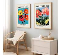 GKUVBF Œuvre d'art d'Andy Warhol : Affiches et peintures sur toile abstraites représentant des fleurs, idéales pour la décoration murale d'un salon moderne (30 x 40 cm / 2 pièces sans cadre).
